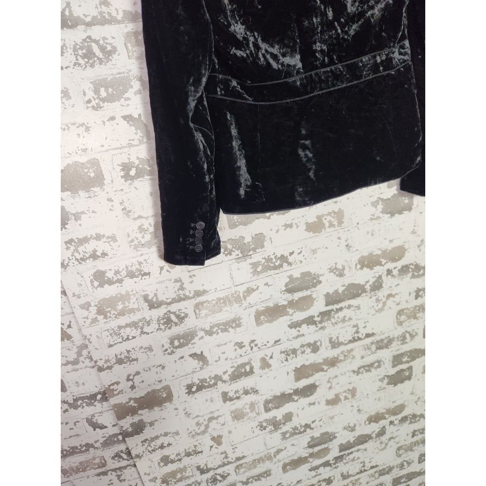 Black Crushed Velvet Blazer Size 6 Tailored Romantic Whimsigoth - Picture 11 of 16